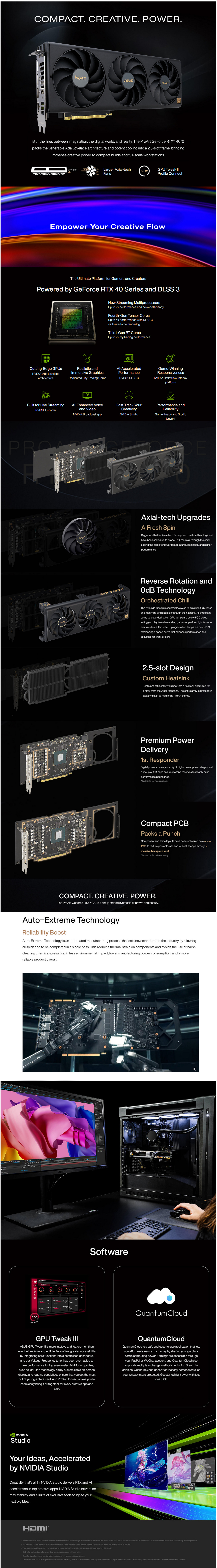 A large marketing image providing additional information about the product ASUS GeForce RTX 4070 ProArt OC 12GB GDDR6X - Additional alt info not provided